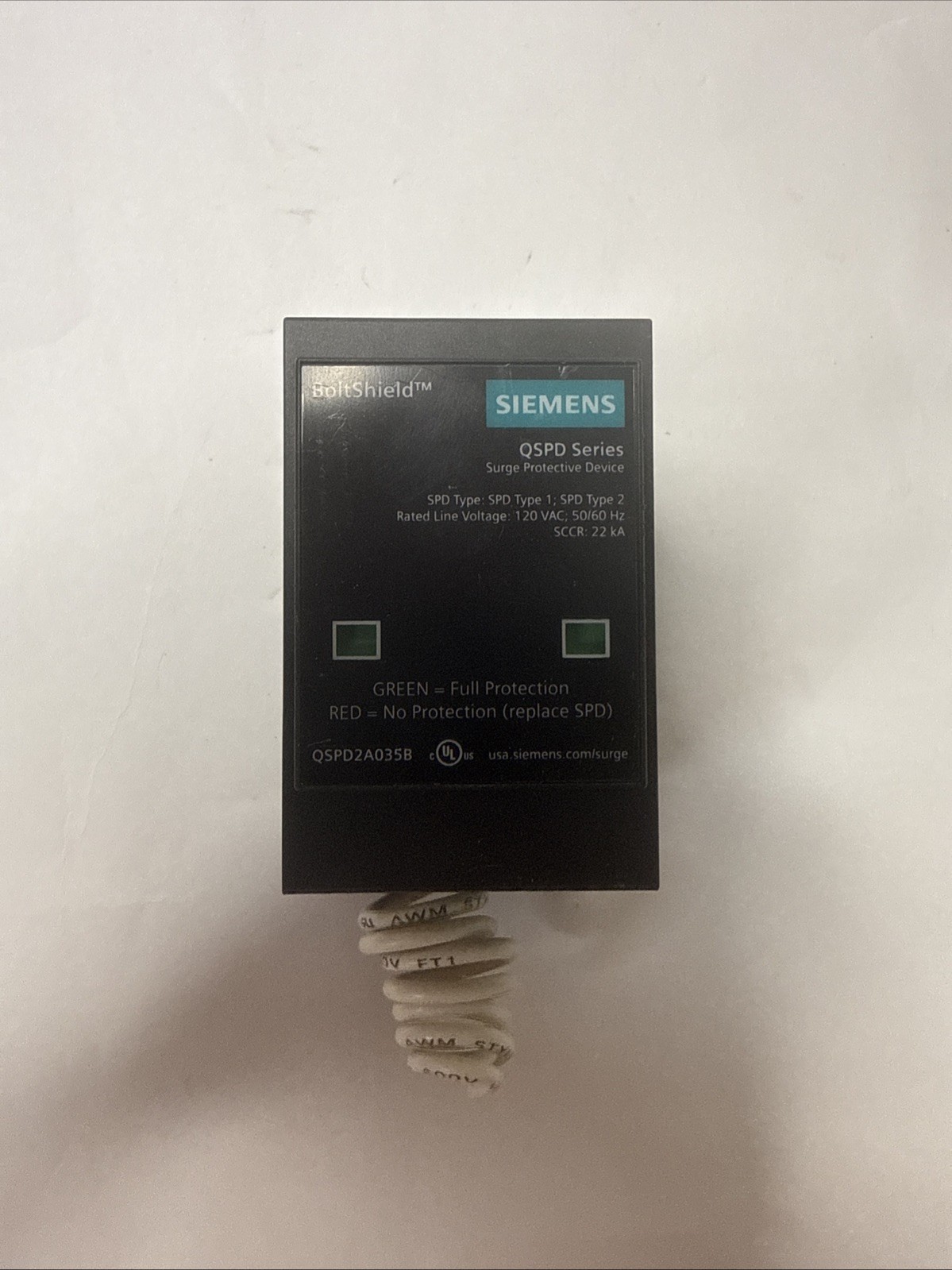 Siemens BoltShield QSPD 35kA, 2-Pole, Single Phase, Type-1 Plug-In Surge Protect