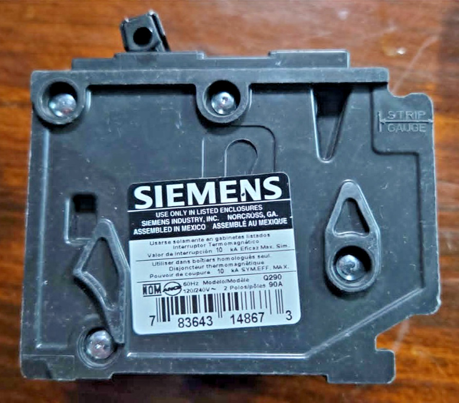 Brand New SIEMENS 90A 240V 2-Pole Double Pole Push-On Circuit Breaker Q290