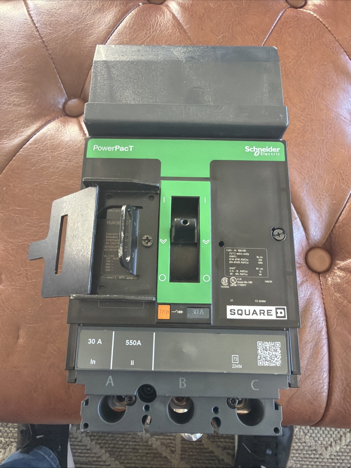 Square D HJA36030 Circuit Breaker-3 Pole-30 Amp-600V-I-Line-PowerPact HJ 060