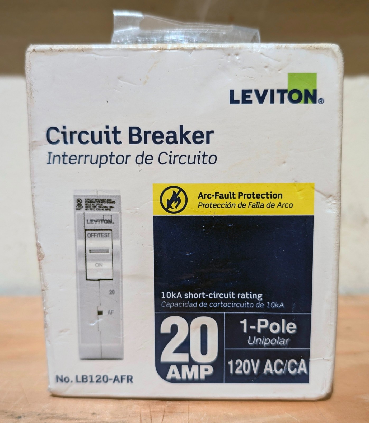 Leviton R01-LB120-AFR 120-Volt 20 Amp 1-Pole AFCI Branch Circuit Breaker – NEW