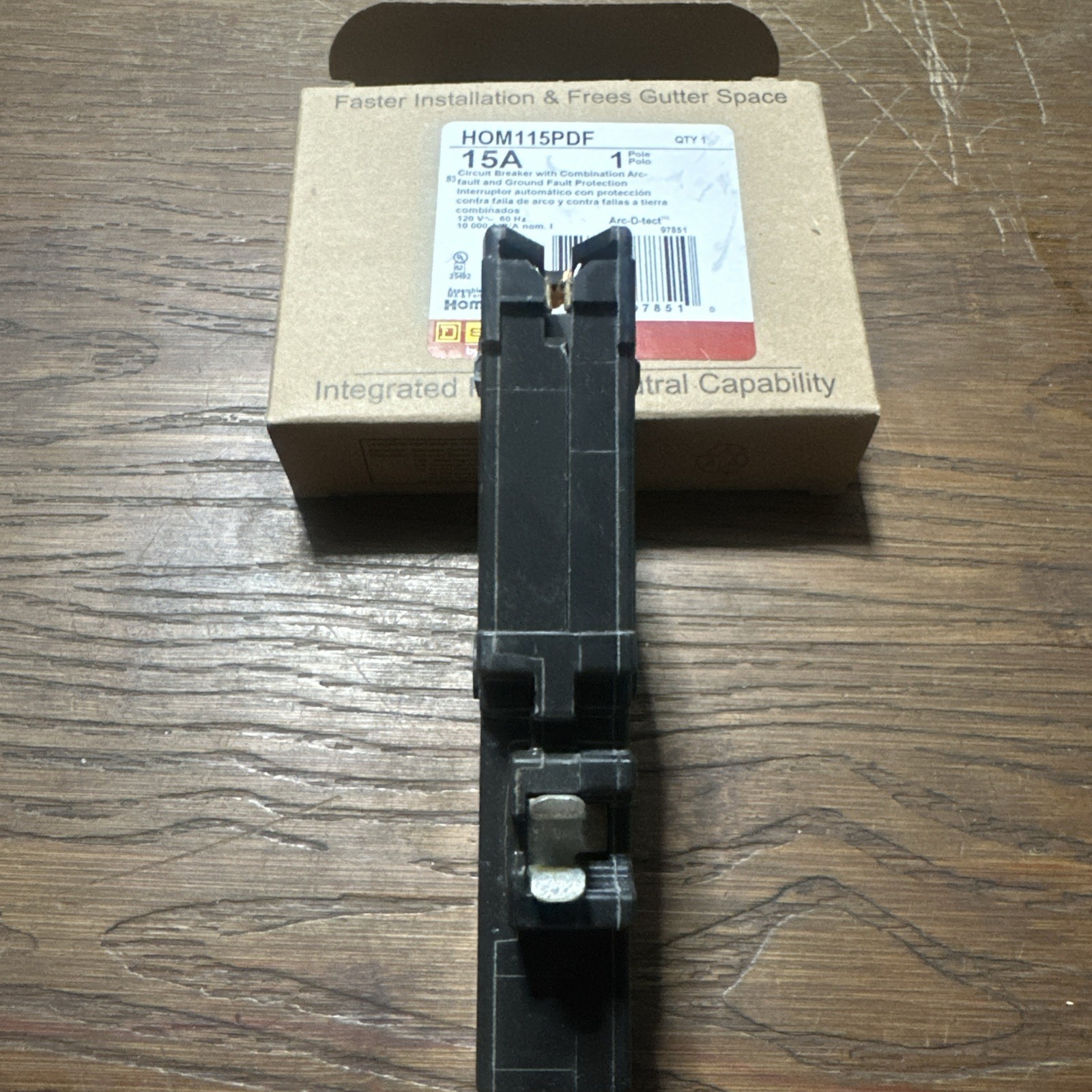 SQUARE D HOMELINE HOM115PDF CIRCUIT BREAKER AFCI GFCI DUAL FUNCTION 1P 15 AMP