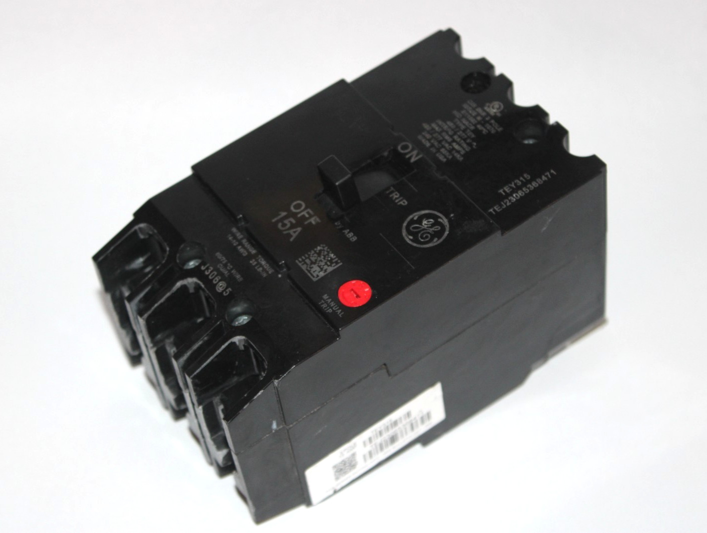 General Electric GE TEY315 15 Amp 3-Pole 480/277V Bolt-On Circuit Breaker
