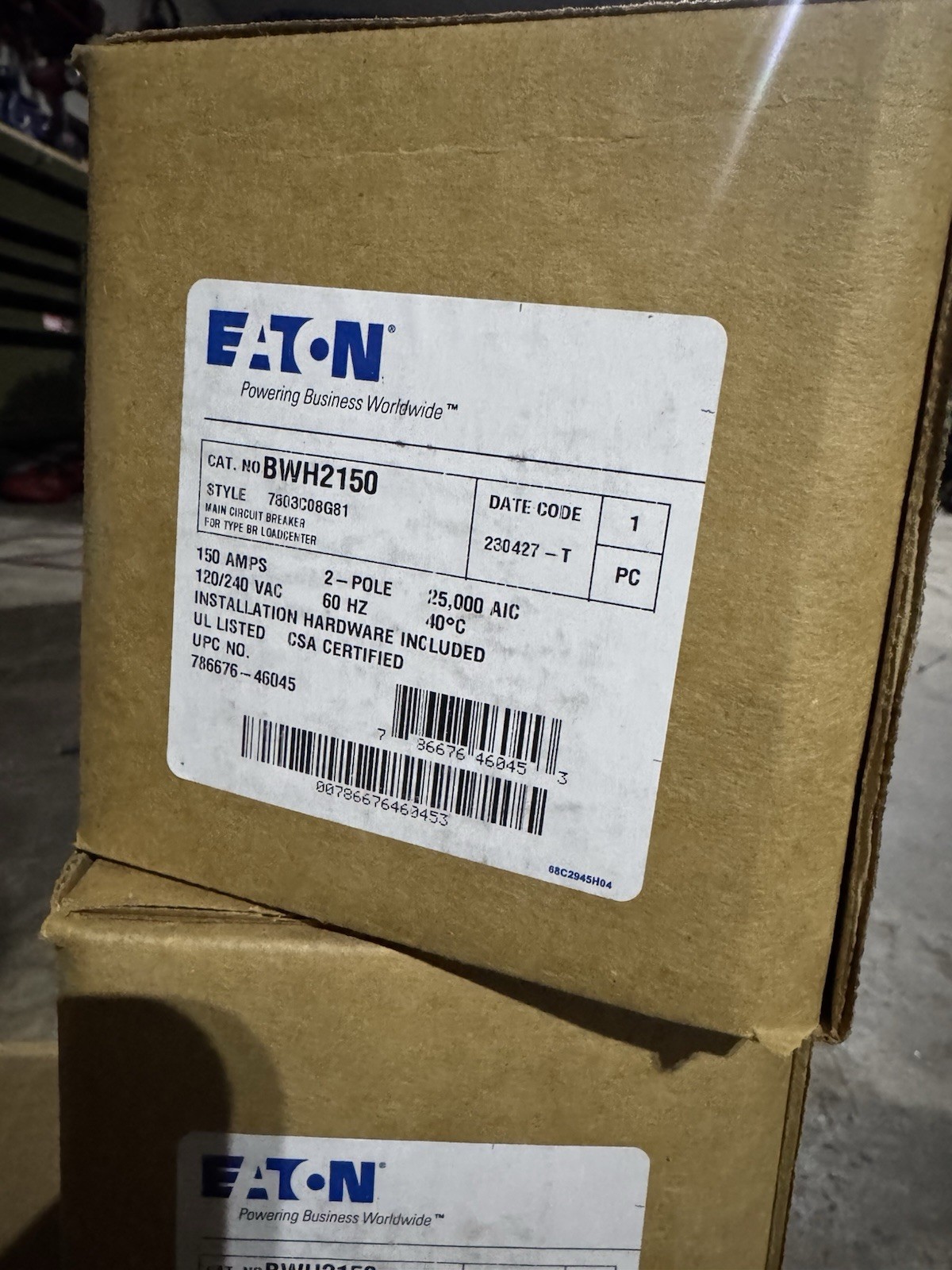 Eaton BWH2150 2-Pole 150A Main Circuit Breaker