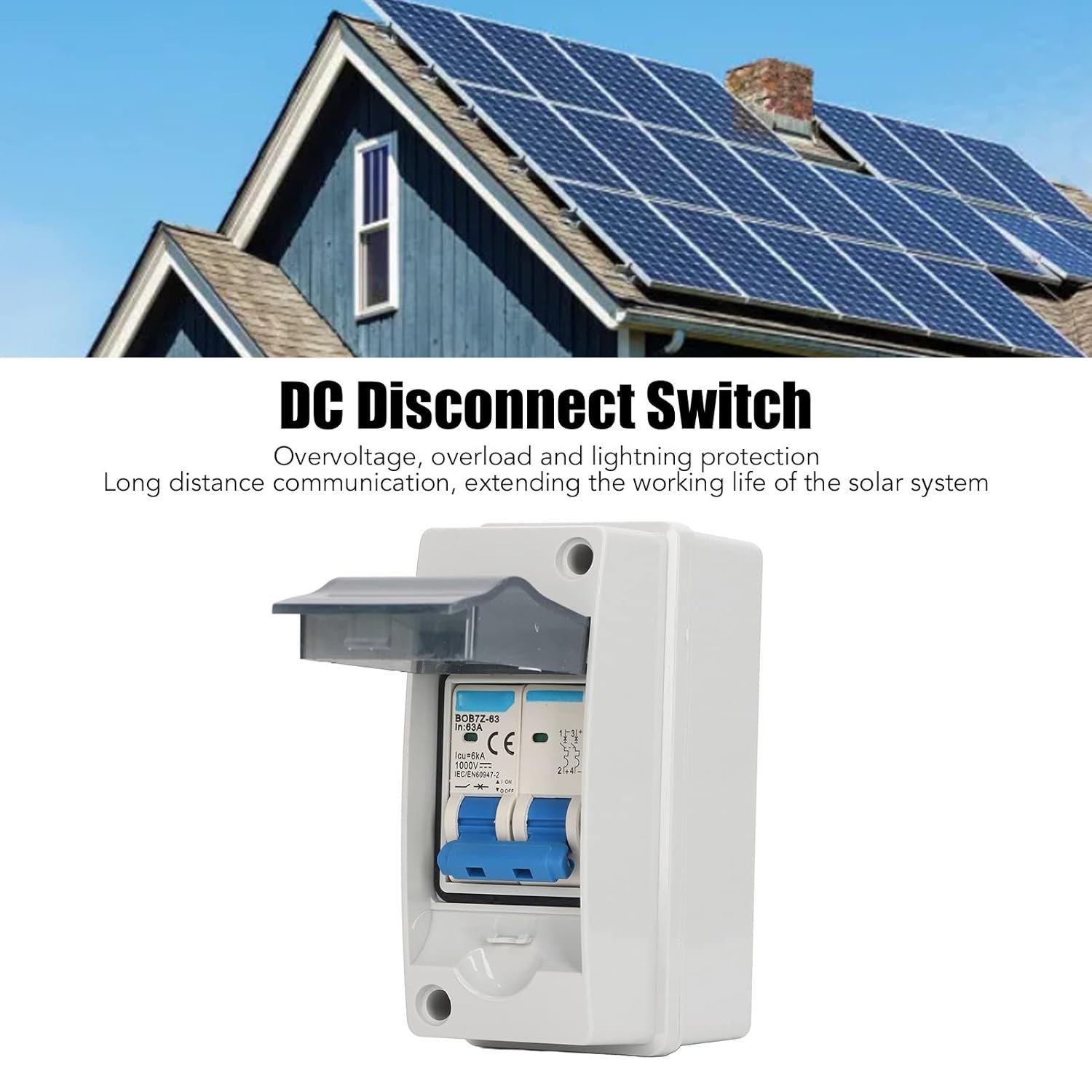 DC Miniature Circuit Breaker with Box, 63A 1000V Solar PV Disconnect Switch with
